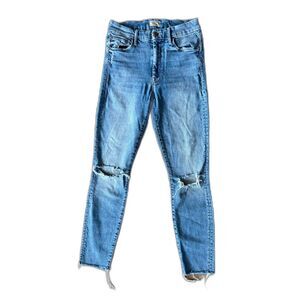 MOTHER Denim Blue High Waisted Looker Ankle Fray Jeans Pants   Women's Size 27